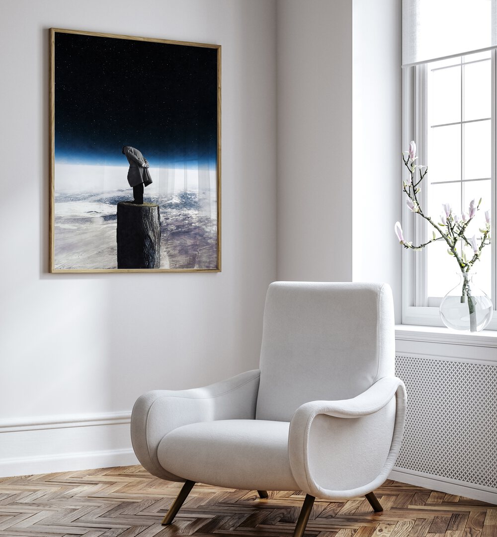 "I ALONE, SURREAL ART PRINTS" by UNDERDOTT enhances modern decor with its captivating surreal imagery.