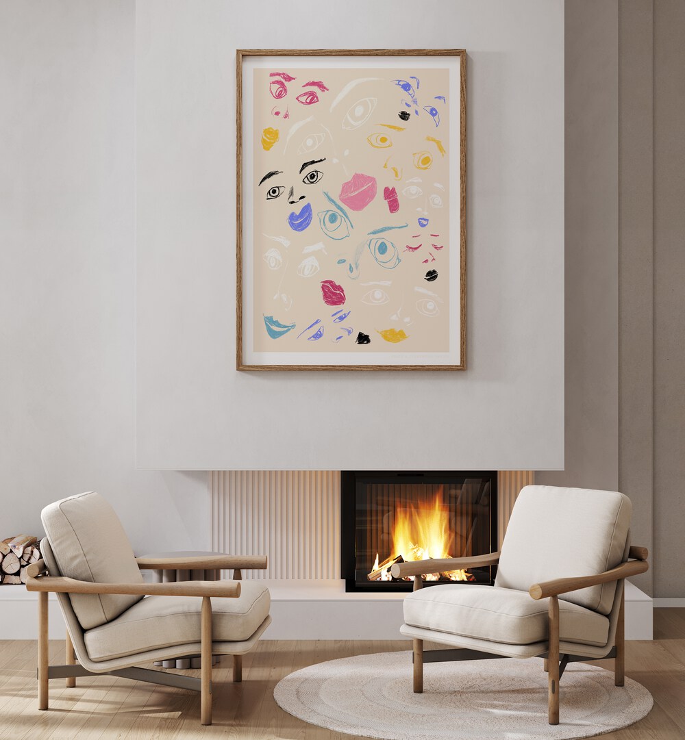 Brightly colored PANDC FACES, FASHION POSTERS enhance modern decor, perfect for stylish living spaces.