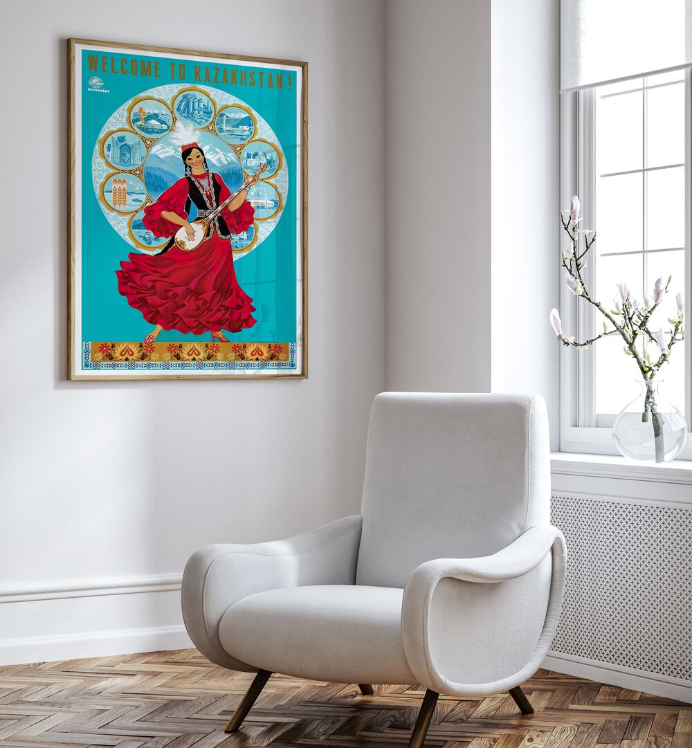 Colorful KAZAKHSTAN, VINTAGE TRAVEL POSTERS showcasing the beauty and culture of Kazakhstan, perfect for home decor.