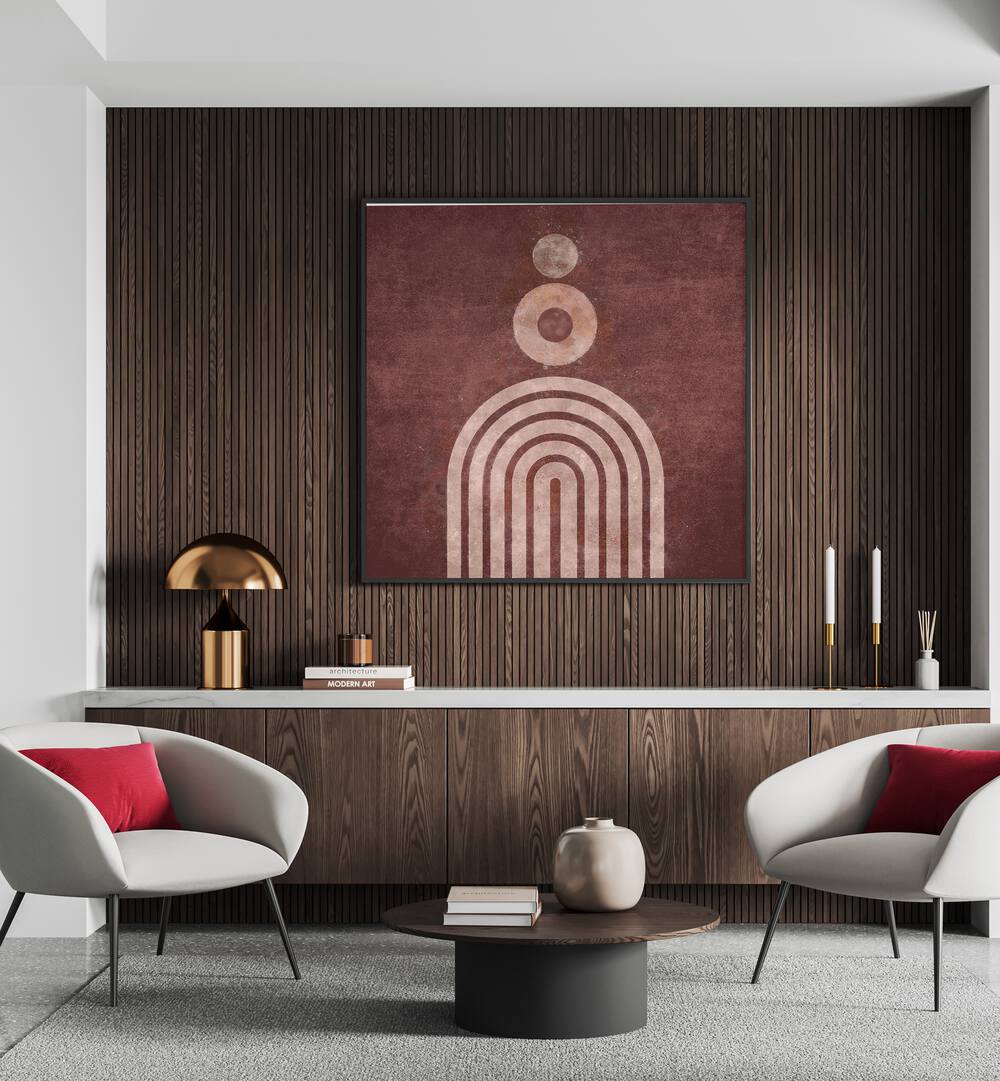 Vibrant RAINBOW GATE VISNE, BOHO ART PAINTINGS by Emel Tunaboylu enhances modern decor with stunning colors.