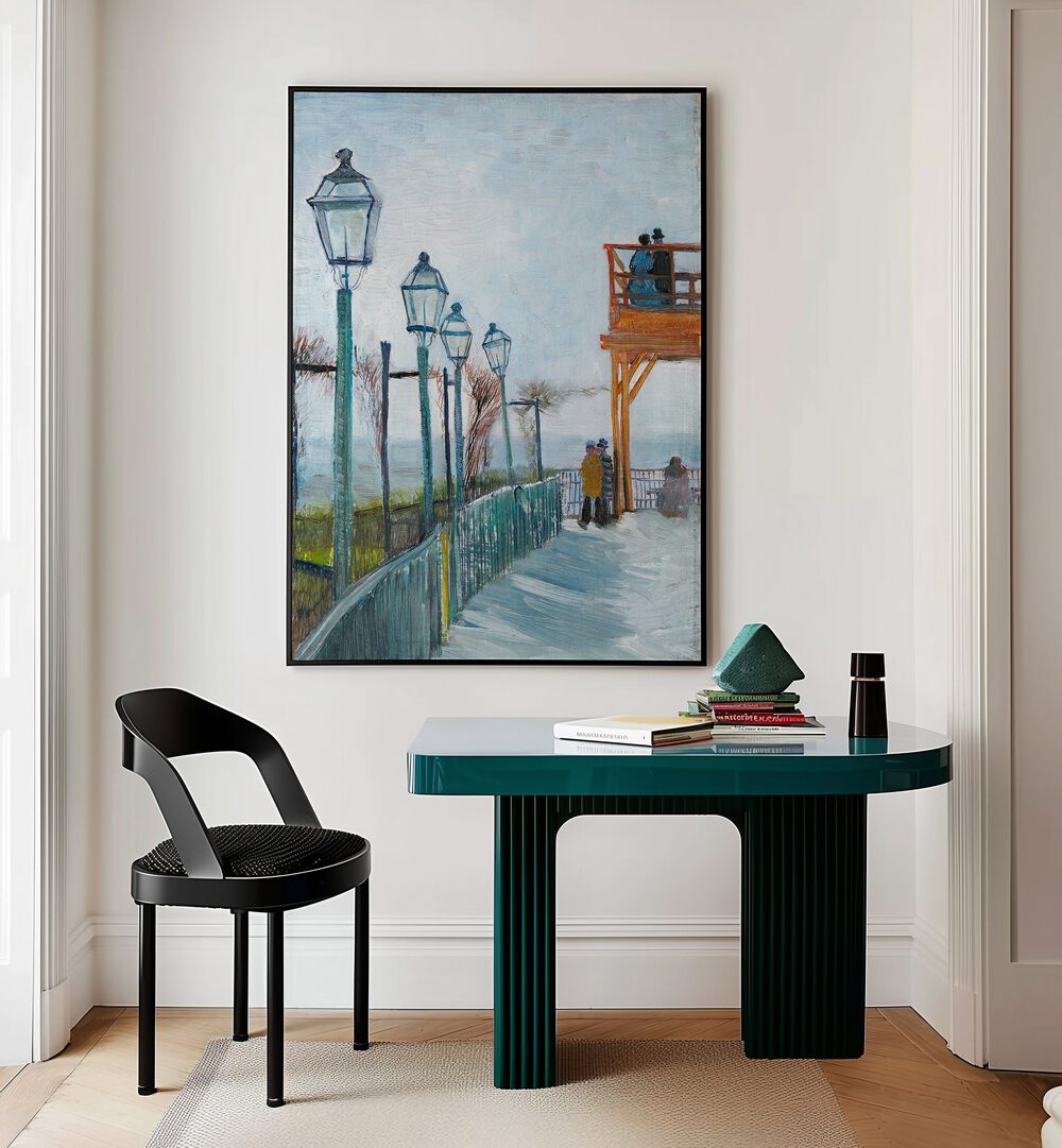 TERRACE AND OBSERVATION DECK AT THE MOULIN DE BLUTE-FIN, MONTMARTRE (1887),  VINTAGE PAINTINGS