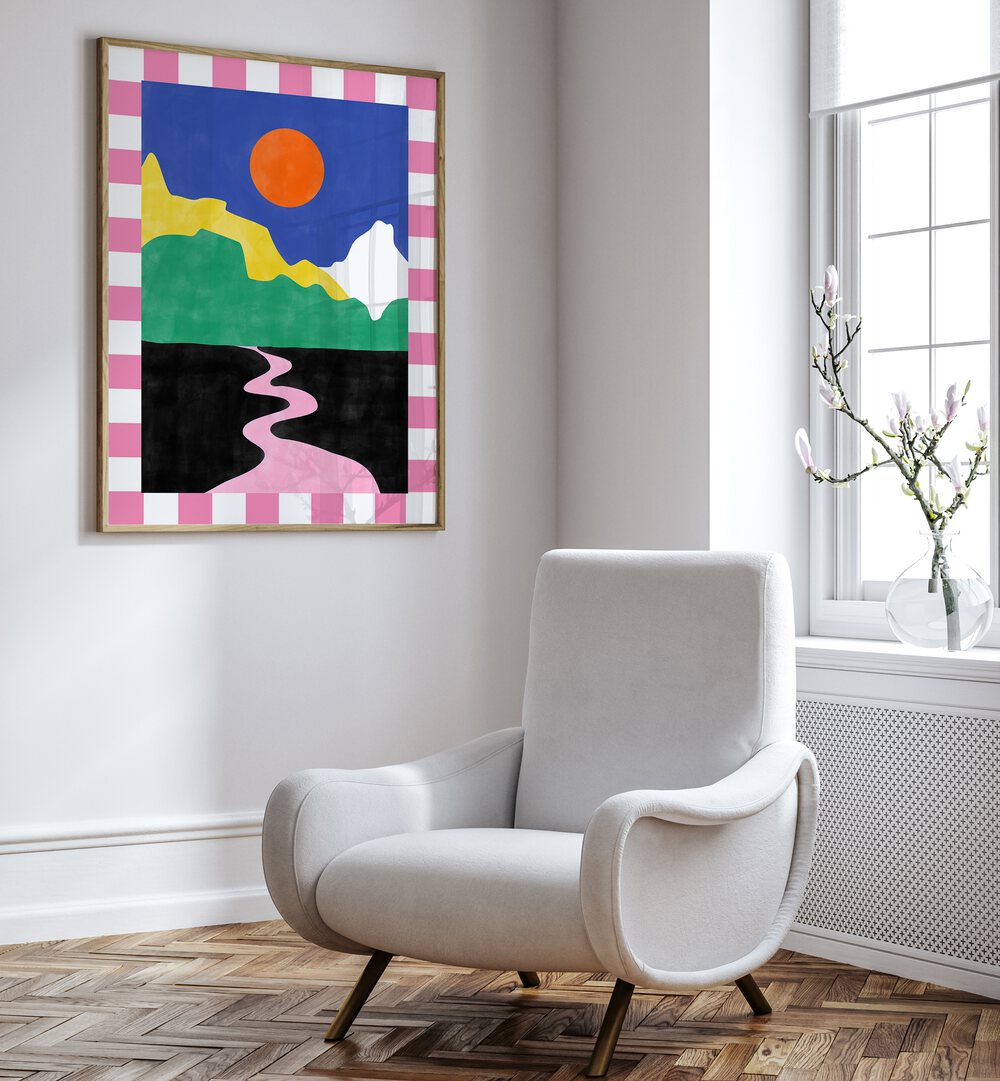 Vibrant PINK ROAD, LANDSCAPE PAINTINGS by Elena Ristova elevate your space with color and emotion. Perfect for any decor.