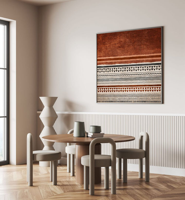 Elevate your decor with KILIM KIREMIT II, BOHO ART PAINTINGS showcasing vibrant patterns by Emel Tunaboylu.