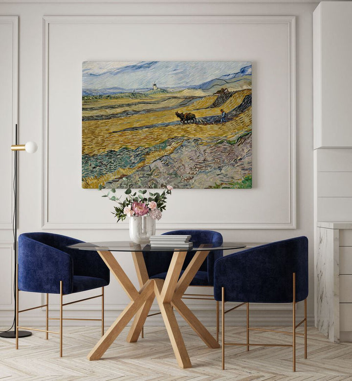VINCENT VAN GOGH - ENCLOSED FIELD WITH PLOUGHMAN ,  VINTAGE PAINTINGS