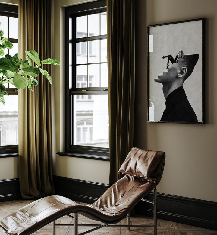 Surreal art print "It's a Woman's World" by Underdott, showcasing creativity in a modern living space.