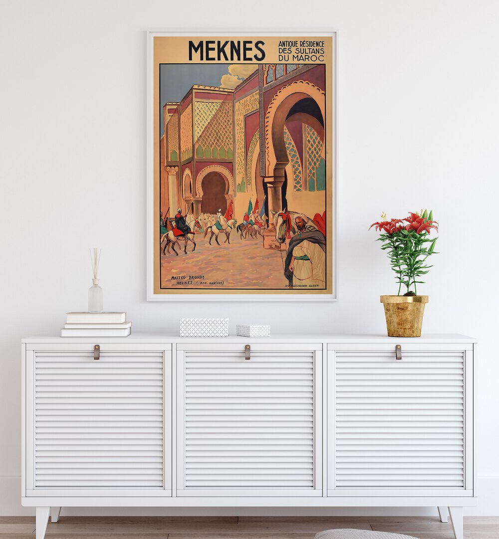 Discover the charm of MEKNES, VINTAGE TRAVEL POSTERS showcasing Morocco's historic beauty. Perfect for art lovers!
