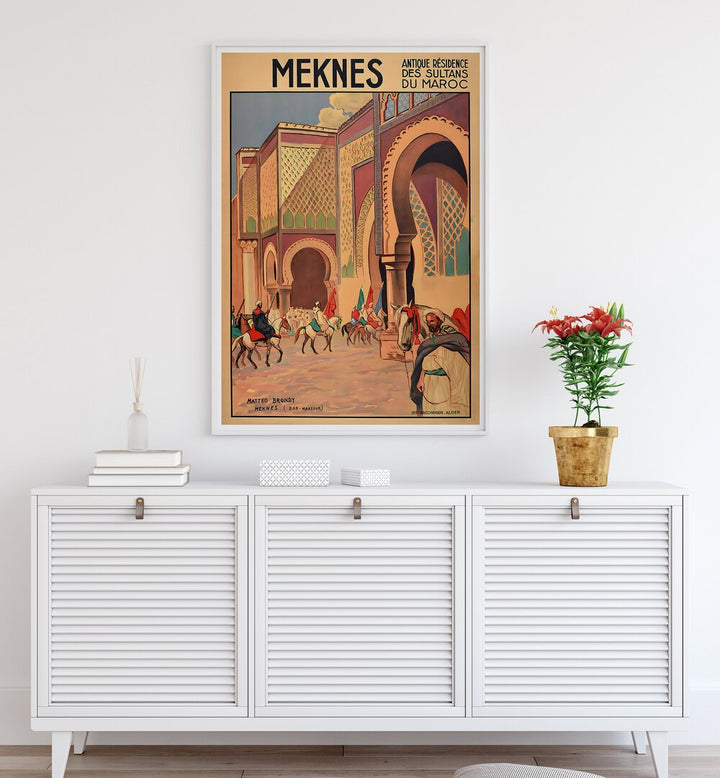 Discover the charm of MEKNES, VINTAGE TRAVEL POSTERS showcasing Morocco's historic beauty. Perfect for art lovers!