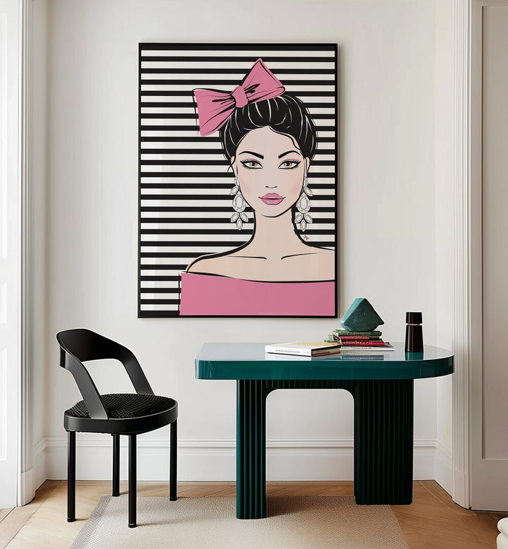 Stylish BOW GIRL FASHION POSTERS by Martina enhance your space with contemporary artistic allure and elegance.