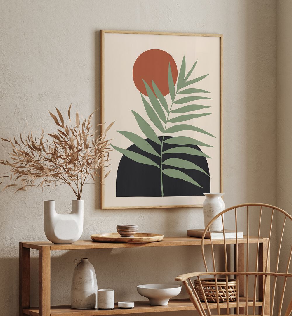 Vibrant FLORAL COMPOSITION III, BOHO ART PAINTINGS displayed elegantly in a modern interior setting.