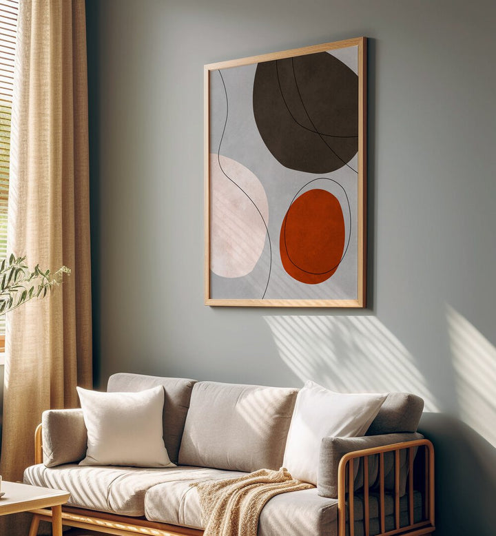 Stylish living room featuring EXPRESSIVE VII, ABSTRACT PAINTINGS, enhancing creativity and artistic flair.