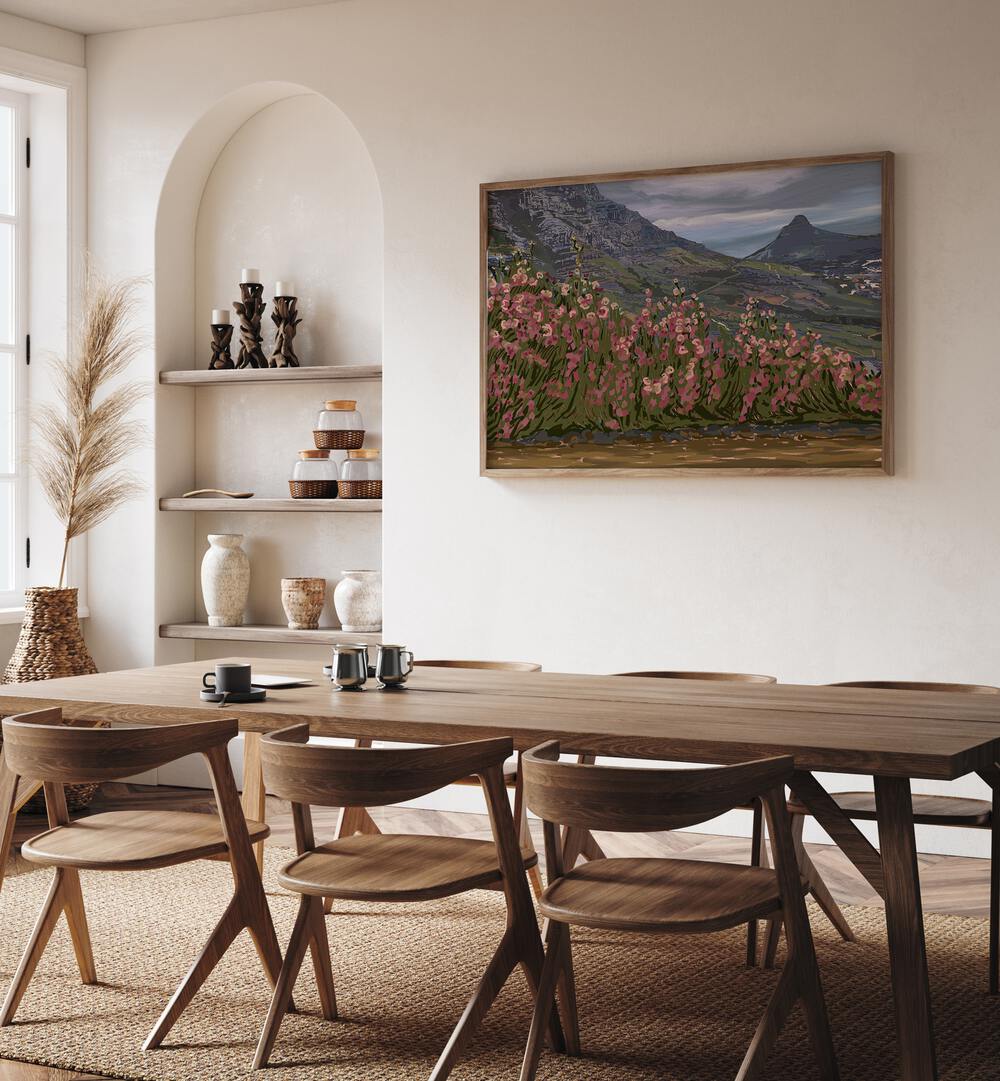 Explore the beauty of nature with PETALS AND PEAKS, LANDSCAPE PAINTINGS in a stylish living space setting.