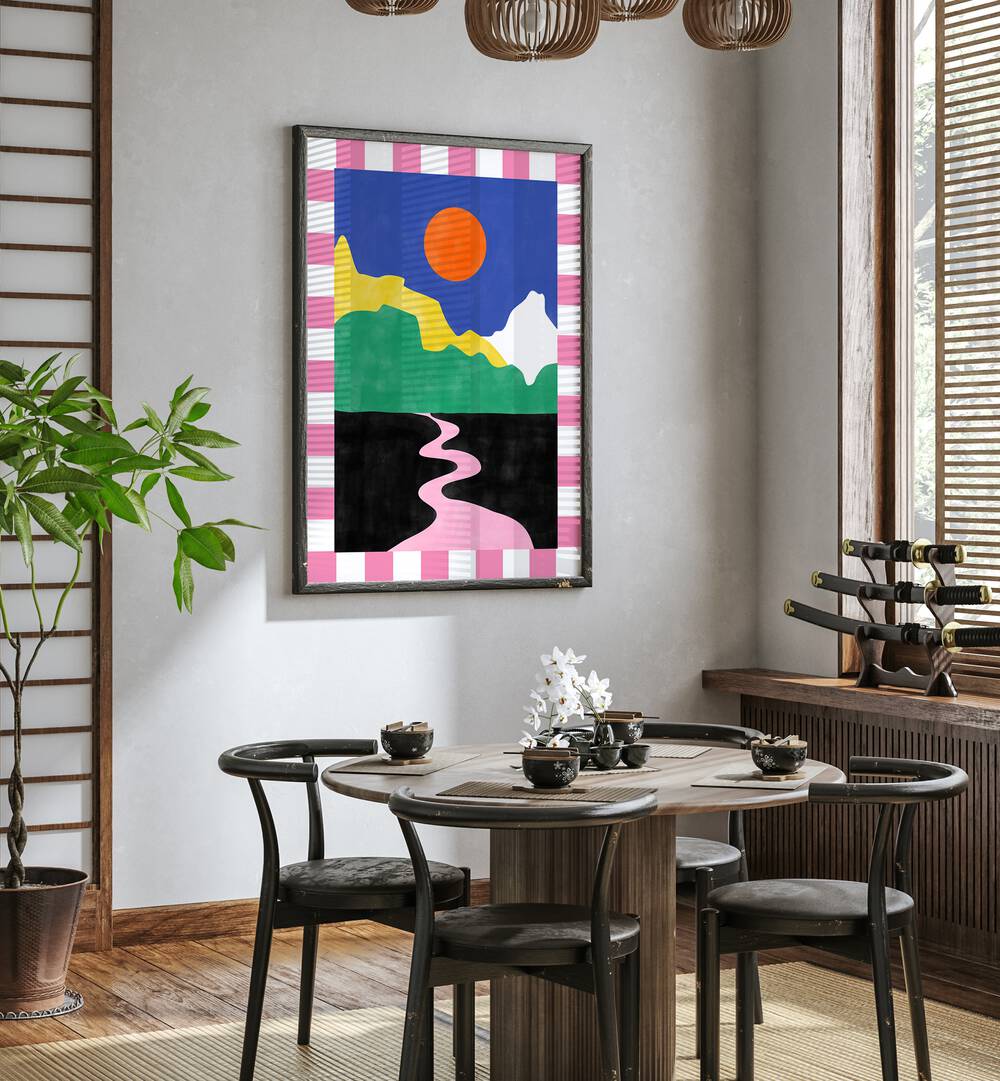 Vibrant PINK ROAD, LANDSCAPE PAINTINGS by Elena Ristova enhance your space with color and emotion. Perfect for a serene home.