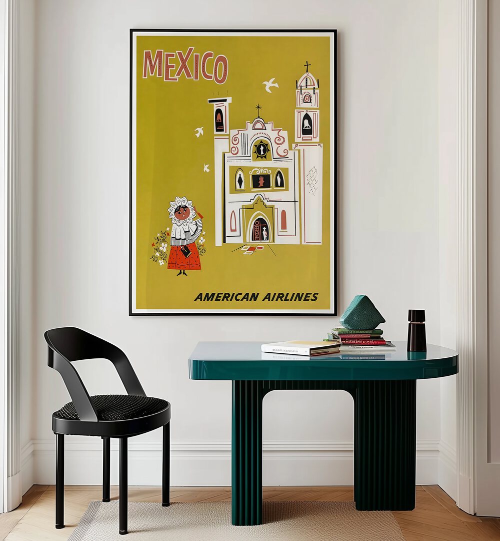 Decorate your space with MEXICO AIRLINES I, VINTAGE TRAVEL POSTERS showcasing classic aviation charm.