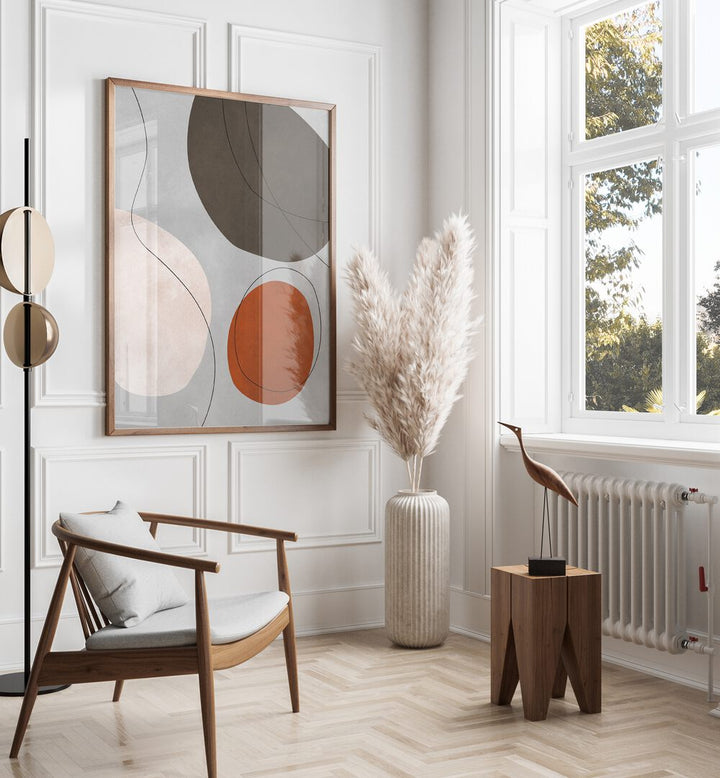 Stylish interior showcasing EXPRESSIVE VII, ABSTRACT PAINTINGS, enhancing creativity and artistic ambiance.