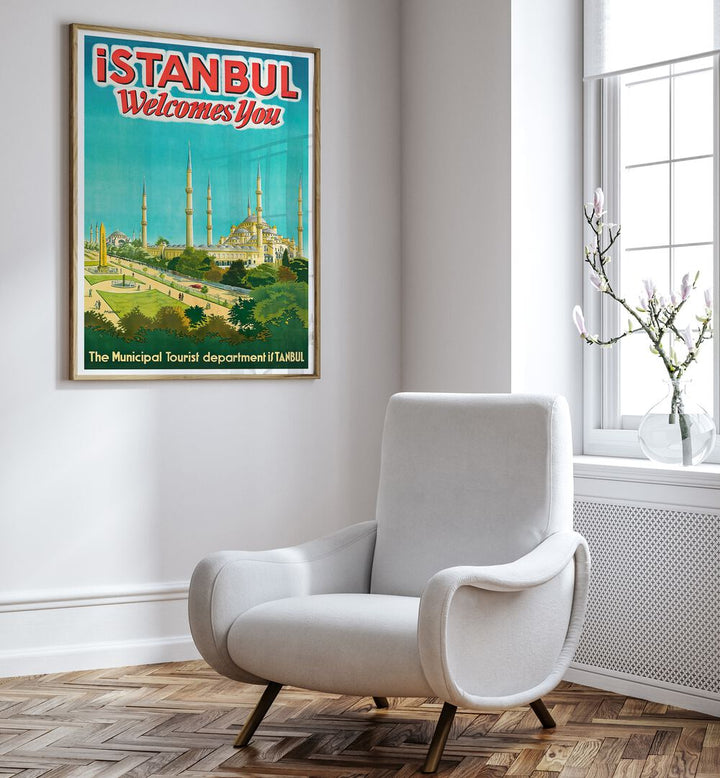 Discover the charm of ISTANBUL II, VINTAGE TRAVEL POSTERS, showcasing Istanbul's iconic landscapes in a stylish setting.