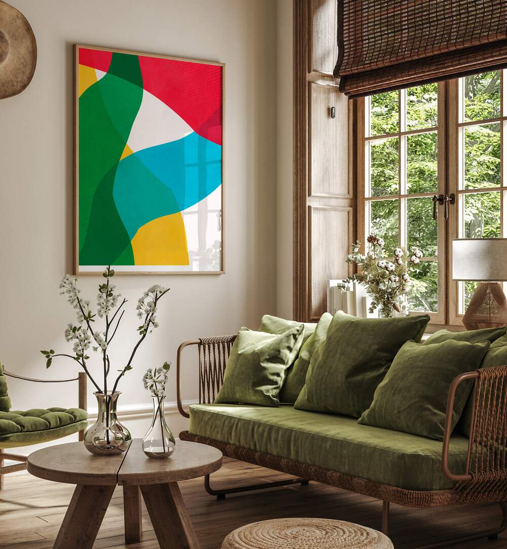 Vibrant interior featuring EXPRESSIVE STROKES II, ABSTRACT PAINTINGS, enhancing creativity in any space.