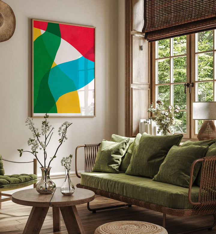 Vibrant interior featuring EXPRESSIVE STROKES II, ABSTRACT PAINTINGS, enhancing creativity in any space.