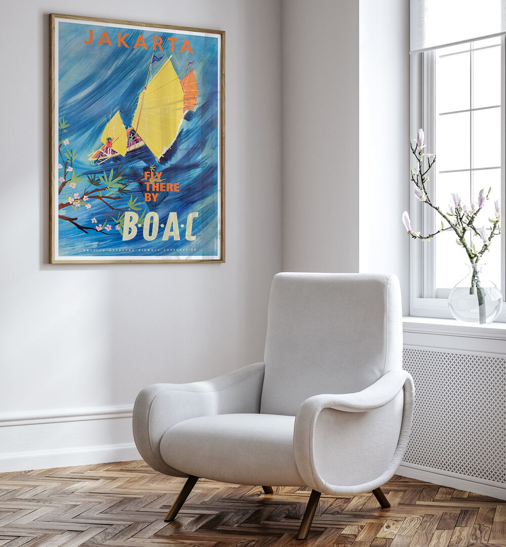 JAKARIA Vintage Travel Posters showcase the vibrant Jakarta design, perfect for home or office decor.