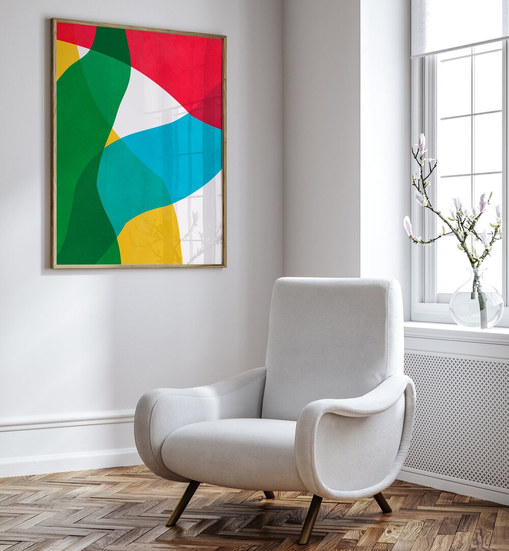 Vibrant artwork "EXPRESSIVE STROKES II, ABSTRACT PAINTINGS" enhances modern decor with dynamic color flow.