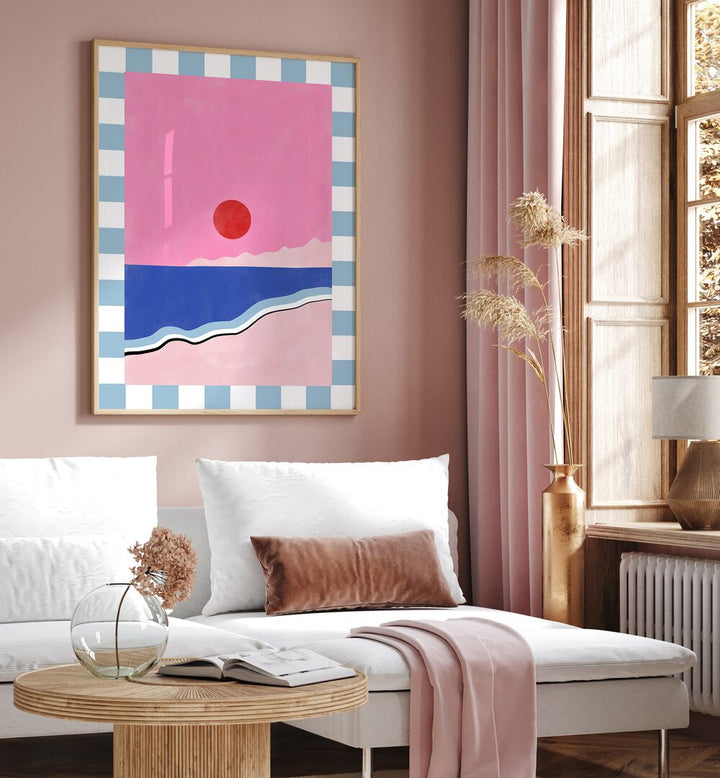 Elevate your decor with the vibrant "Pink Sky, Landscape Paintings" by Elena Ristova, showcasing serene beauty.