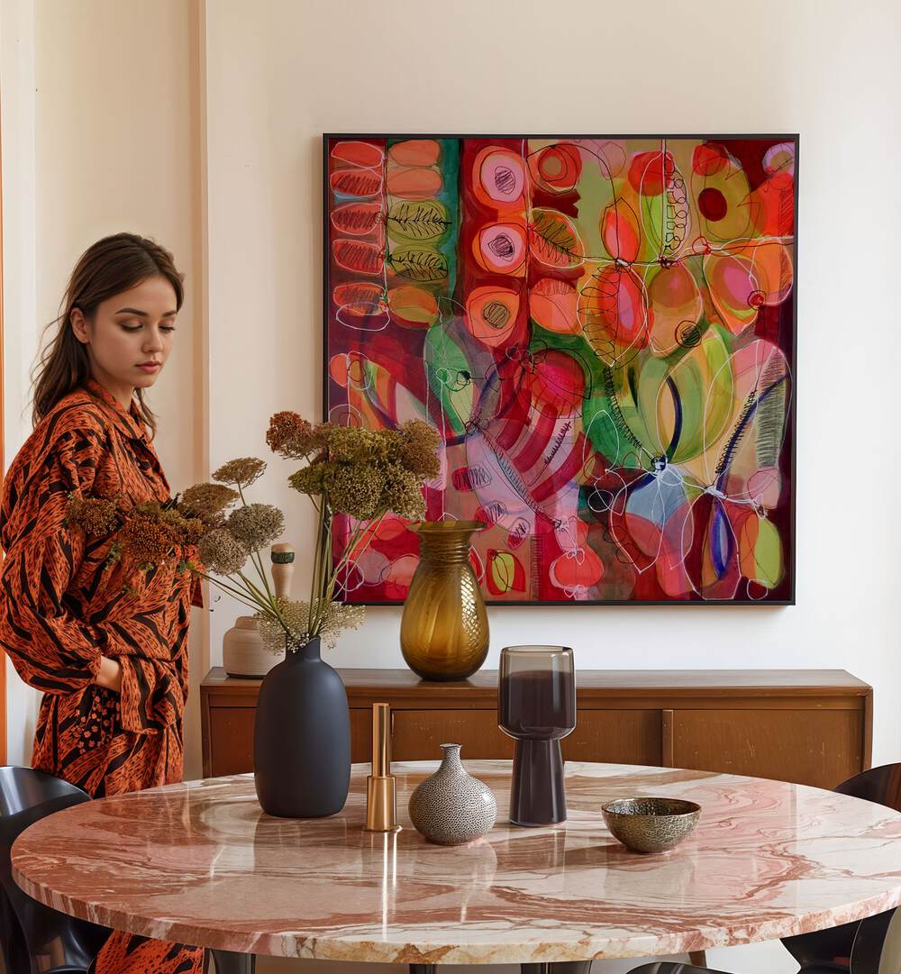 Bright and colorful, the NOTHING LIKE SUMMER I, ABSTRACT PAINTINGS adds vibrancy to any living space.