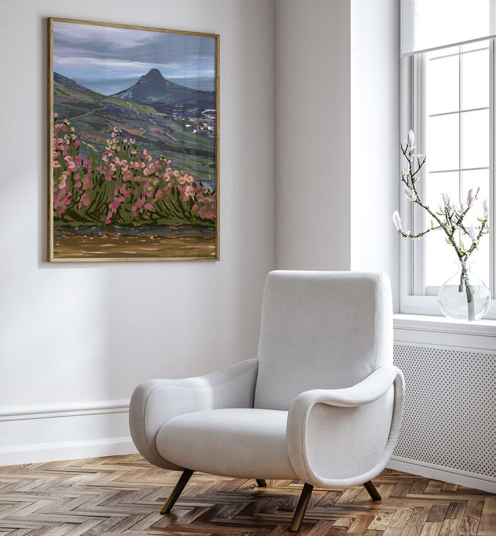 Serene interior featuring PETALS AND PEAKS II, LANDSCAPE PAINTINGS, showcasing nature's beauty and floral harmony.