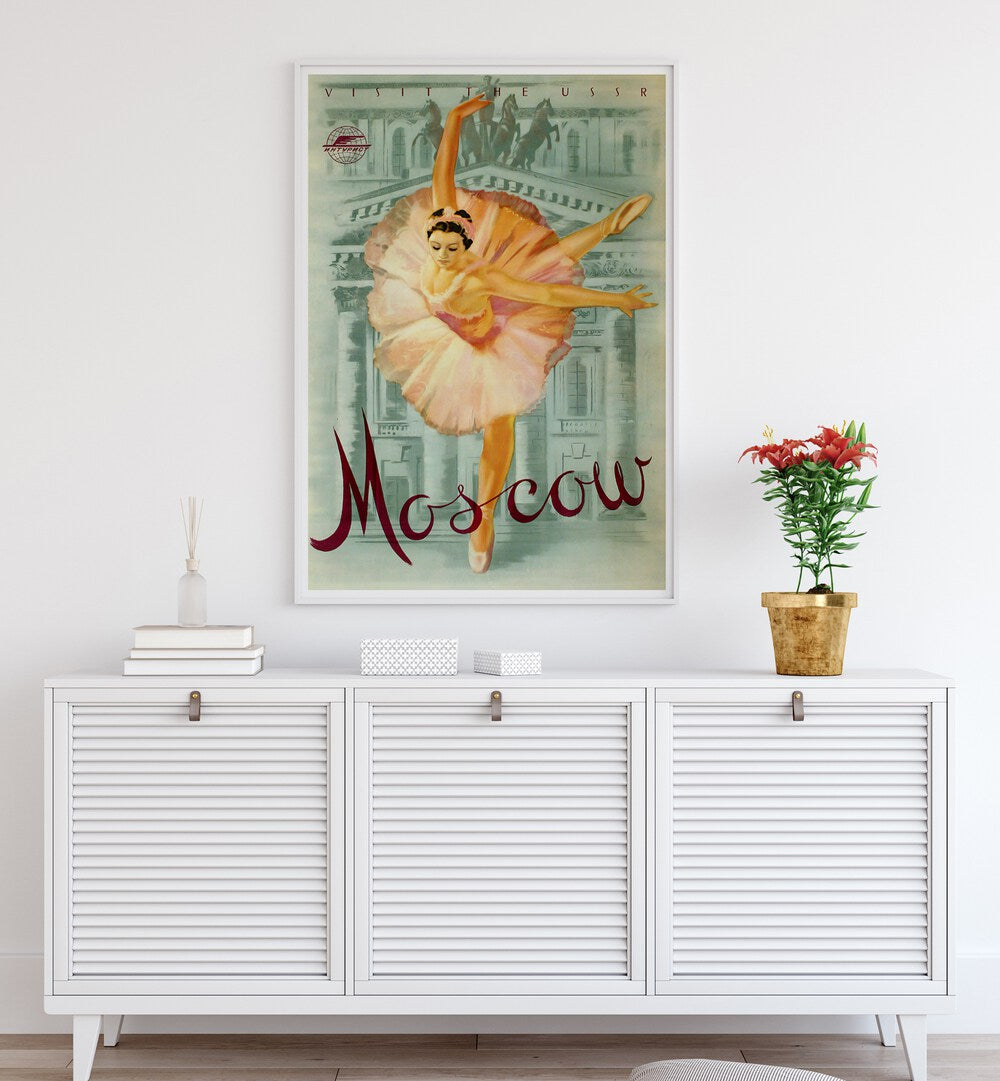 Moscow I Vintage Travel Posters showcase the city's charm with iconic ballet imagery and historic landmarks.