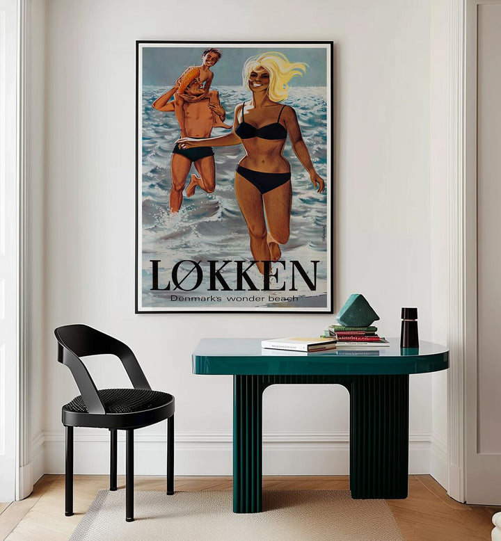 Vintage travel poster showcasing LOKKEN BEACH DENMARK, capturing its nostalgic charm and vibrant culture.