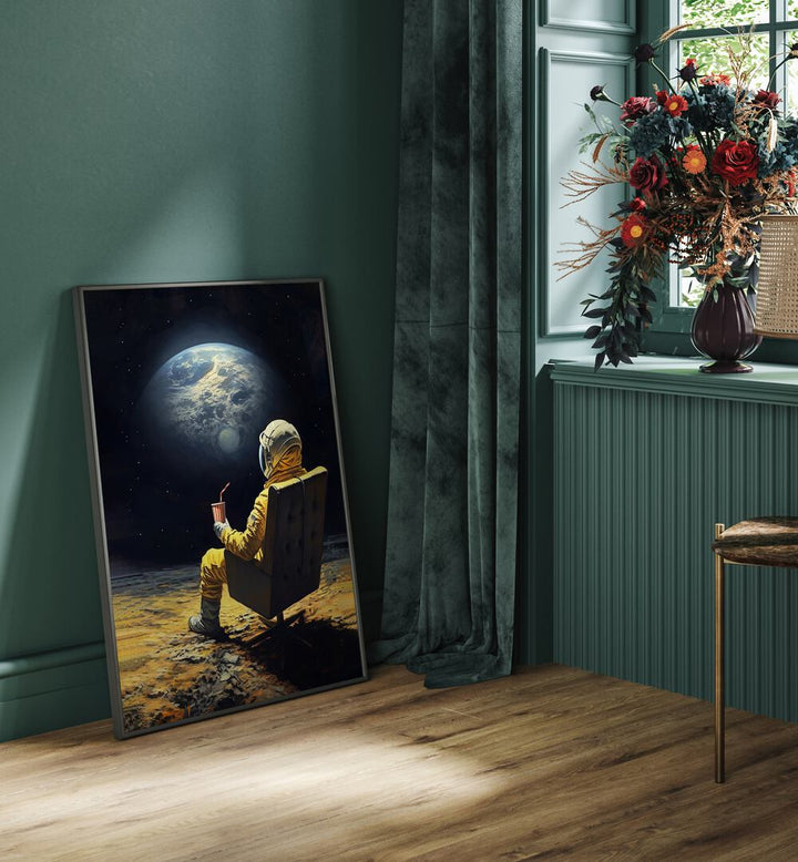 Surreal MOON BREAK, ALTERED ART PRINTS by Dikhotomy invites you to a captivating realm beyond reality.