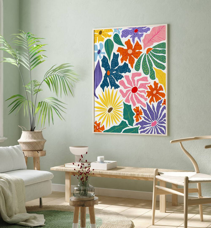 Vibrant artwork from THE HAPPY GARDEN, FLORAL FLOWER PAINTINGS collection, adding color to your space.