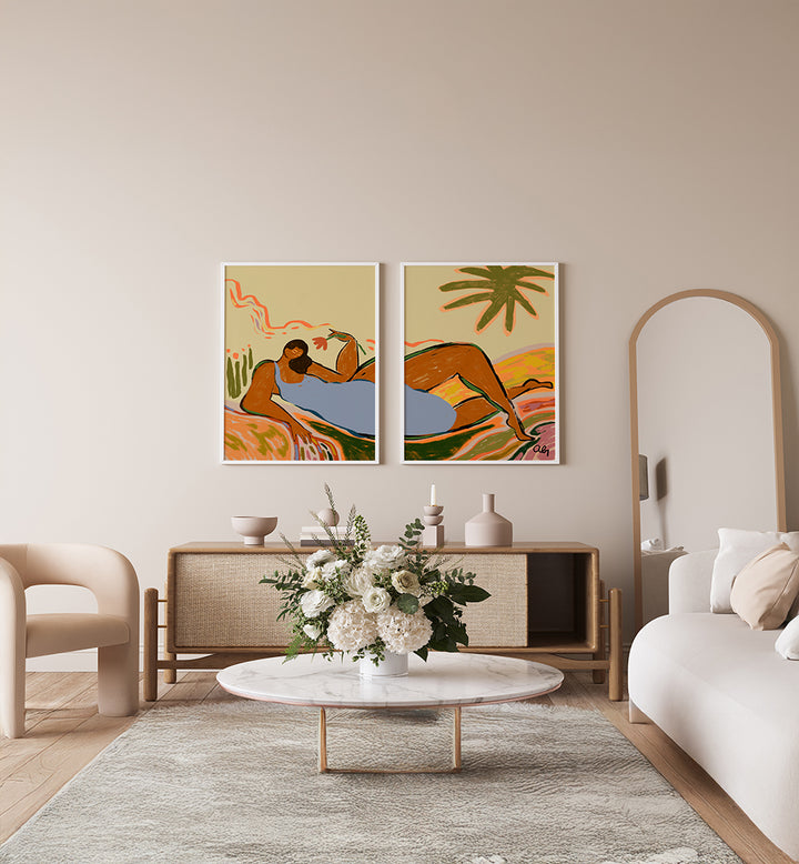 THE GOLDEN AFTERNOON , SET OF 2 PAINTINGS
