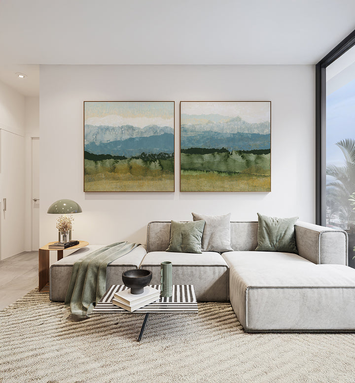 MOUNTAIN MIST , SET OF 2 PAINTINGS