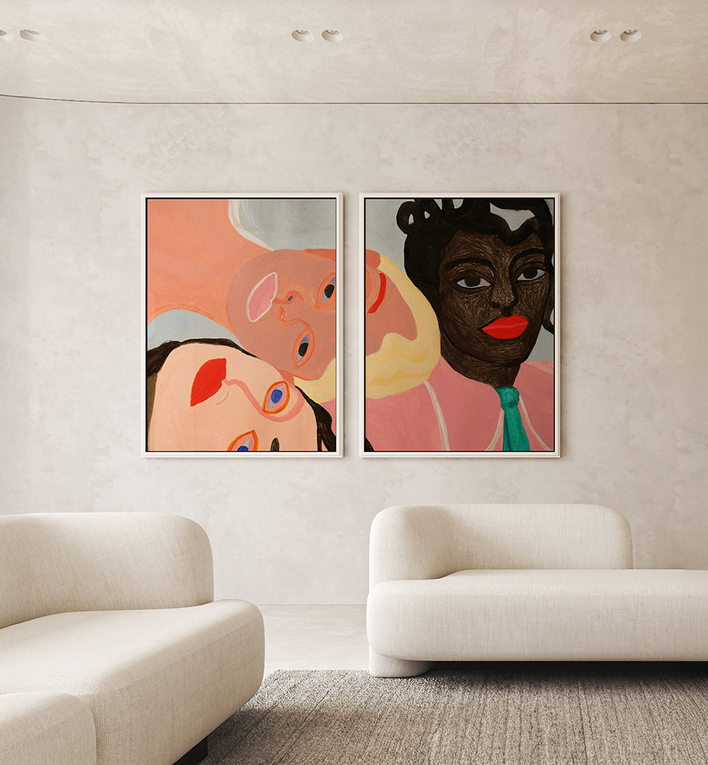 IN CONVERSATION , SET OF 2 PAINTINGS