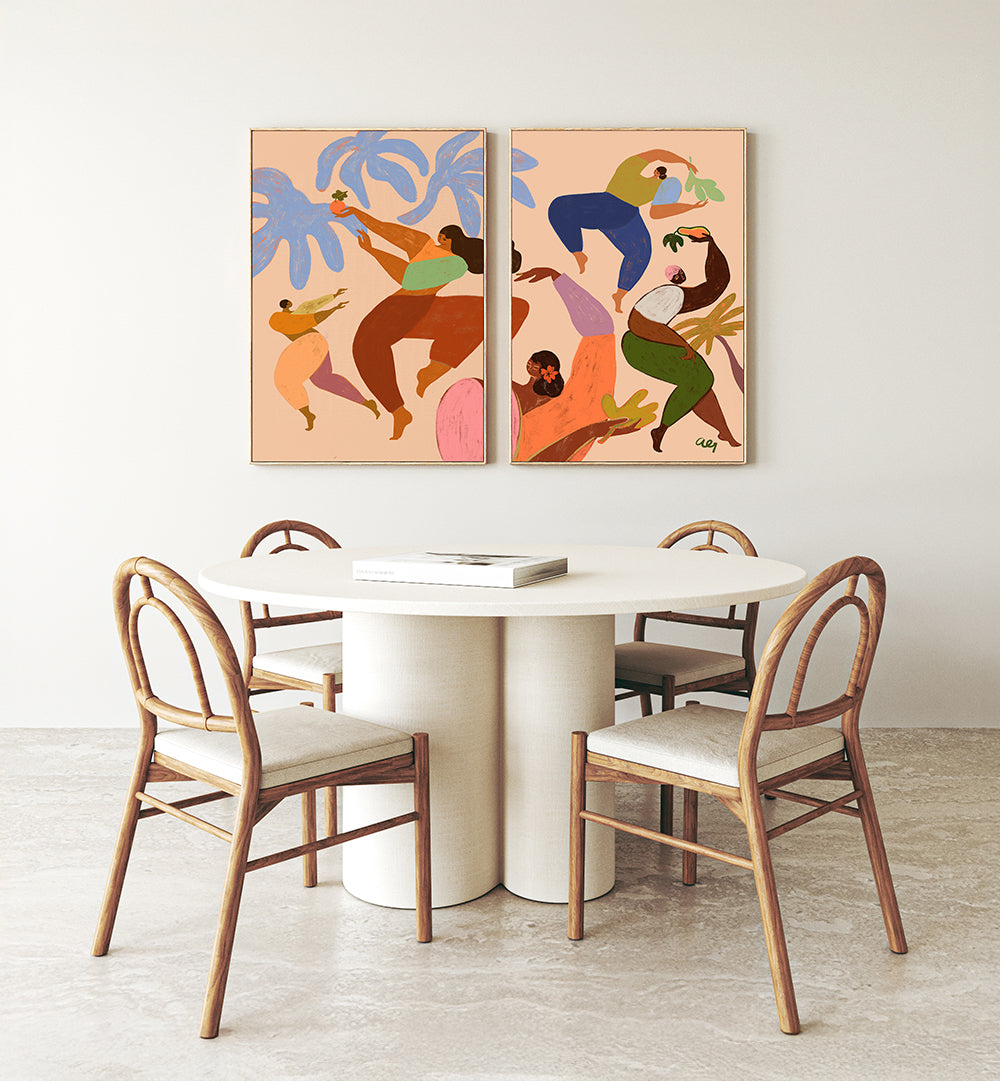 DANCE OF JOY , SET OF 2 PAINTINGS