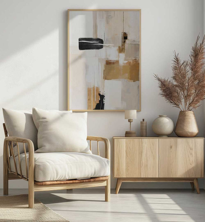 ABSTRACT IN BEIGE I , BOHO ART PAINTINGS