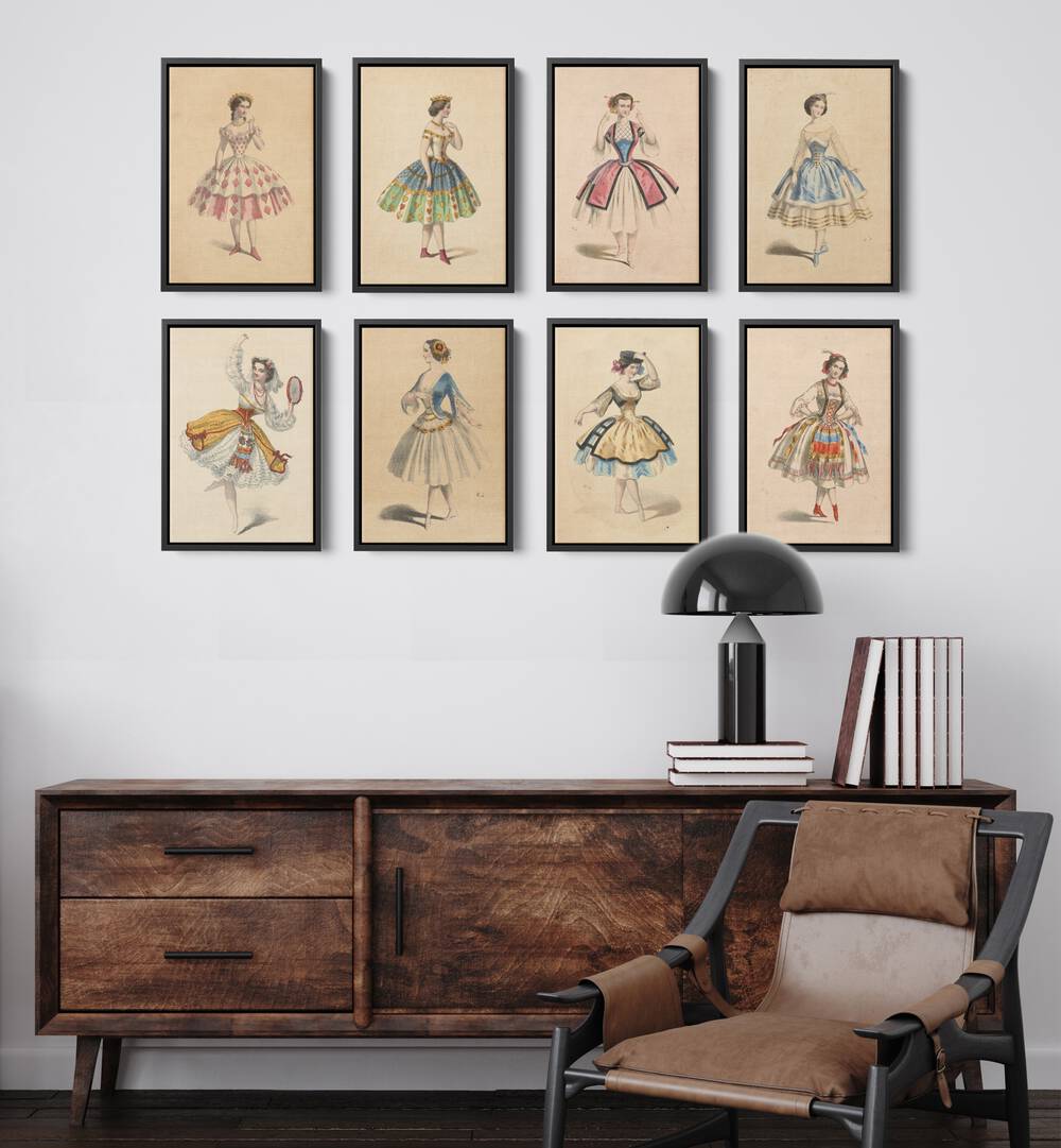 Elegant French Ballet Set Gallery Wall showcasing graceful dancers, perfect for sophisticated gallery walls in any home.