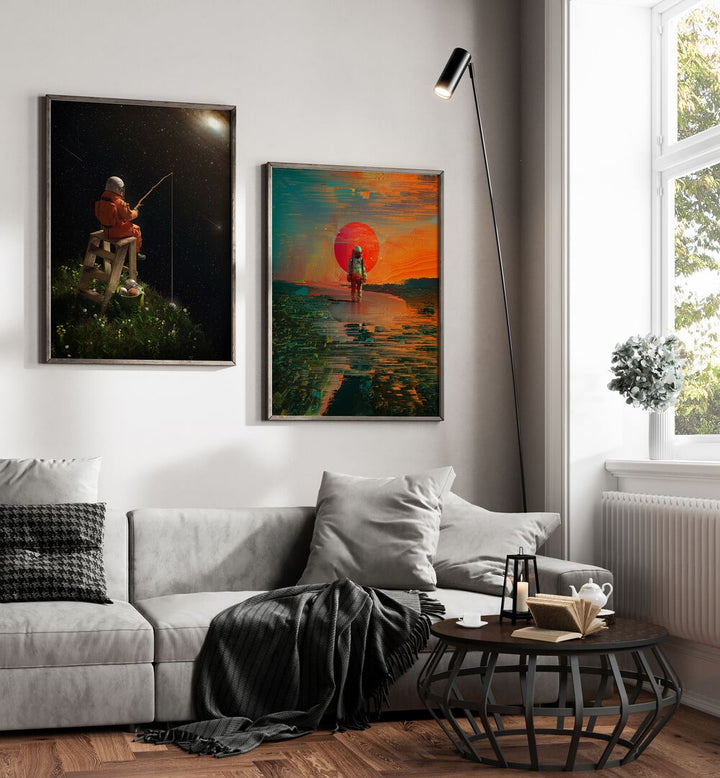 Transform your space with the COSMIC JOURNEYS SET, SET OF 2 PAINTINGS, featuring stunning abstract cosmic artwork.