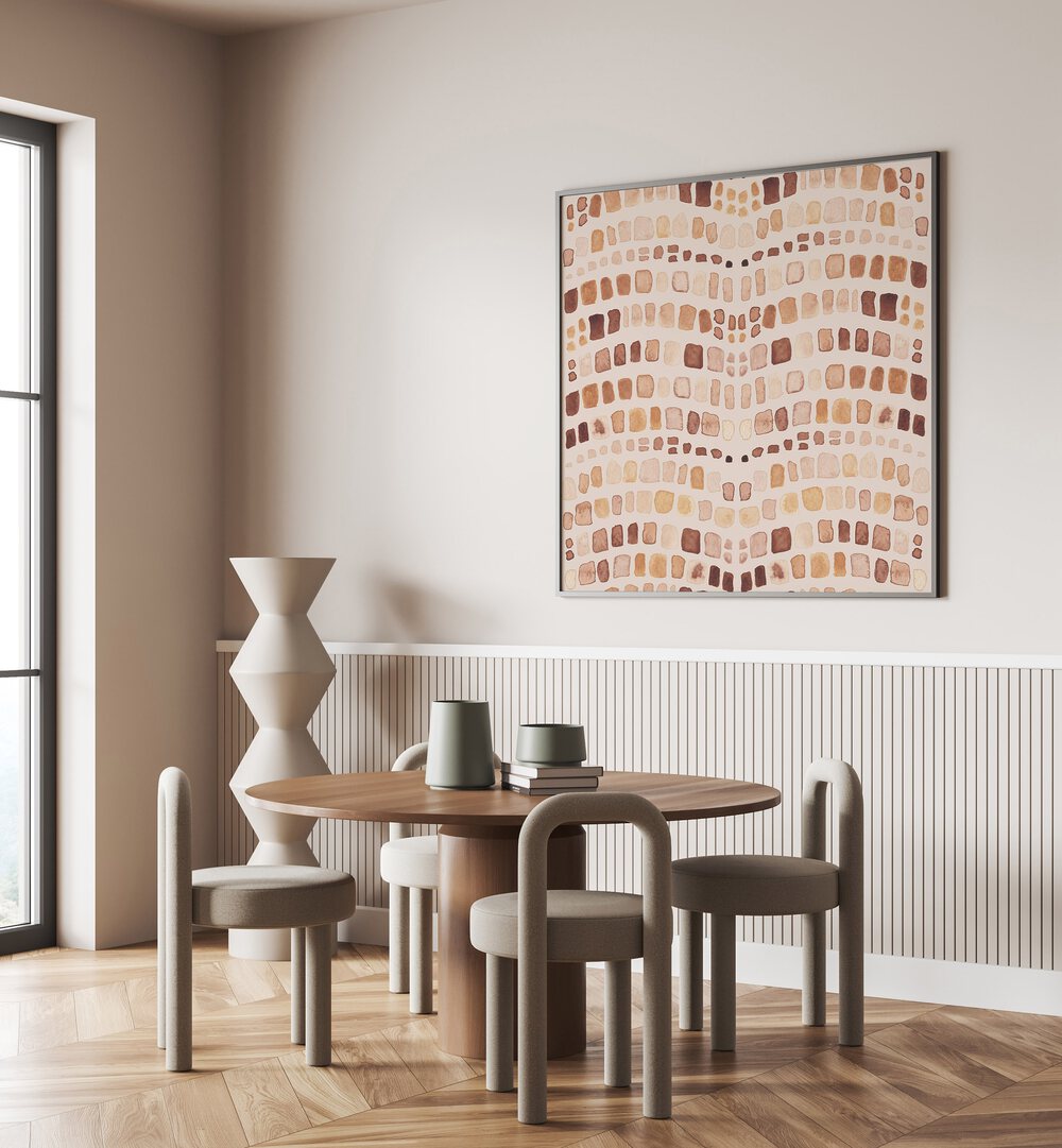 Stylish living room featuring ANIMAL PRINT, BOHO ART PAINTINGS that add an exotic touch to modern decor.