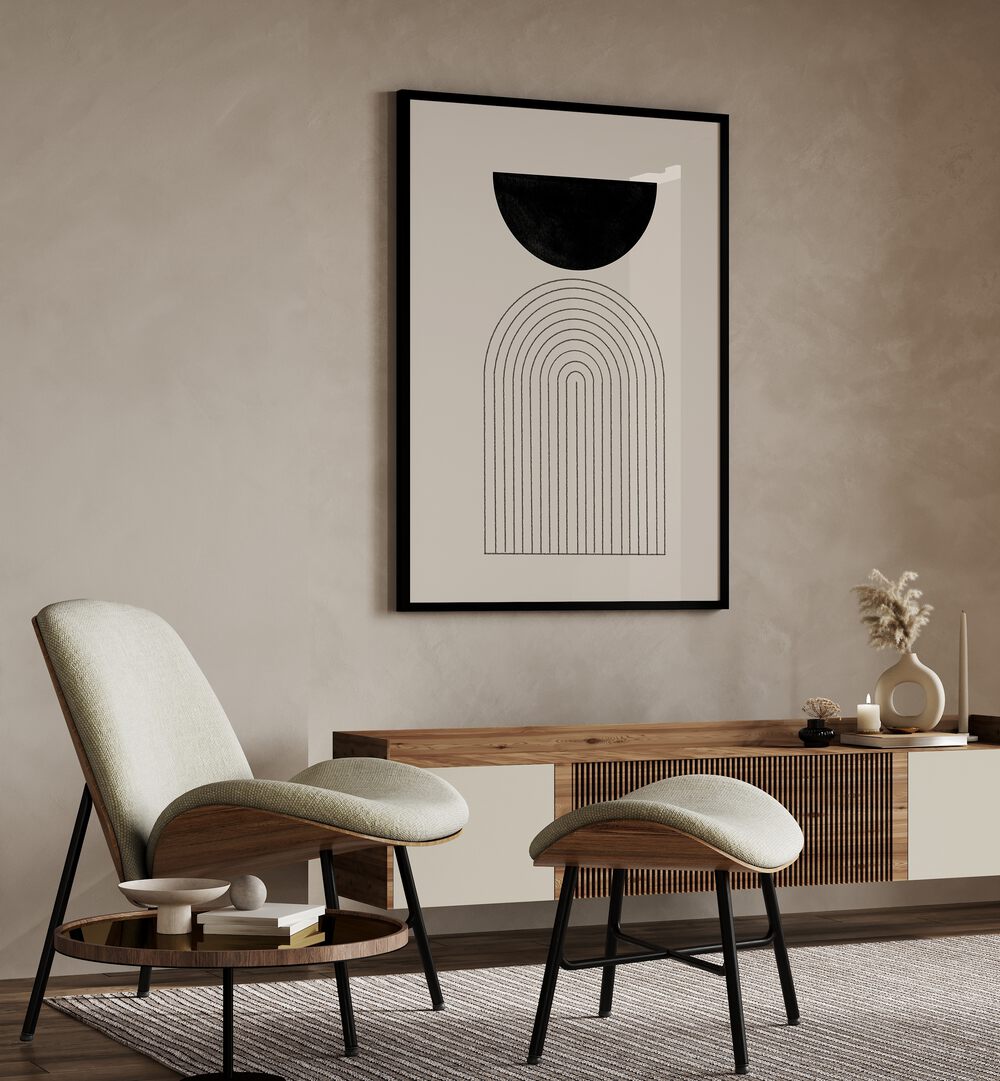 Stylish living room featuring BAB I, BOHO ART PAINTINGS from The Miuus Studio, enhancing modern decor beautifully.