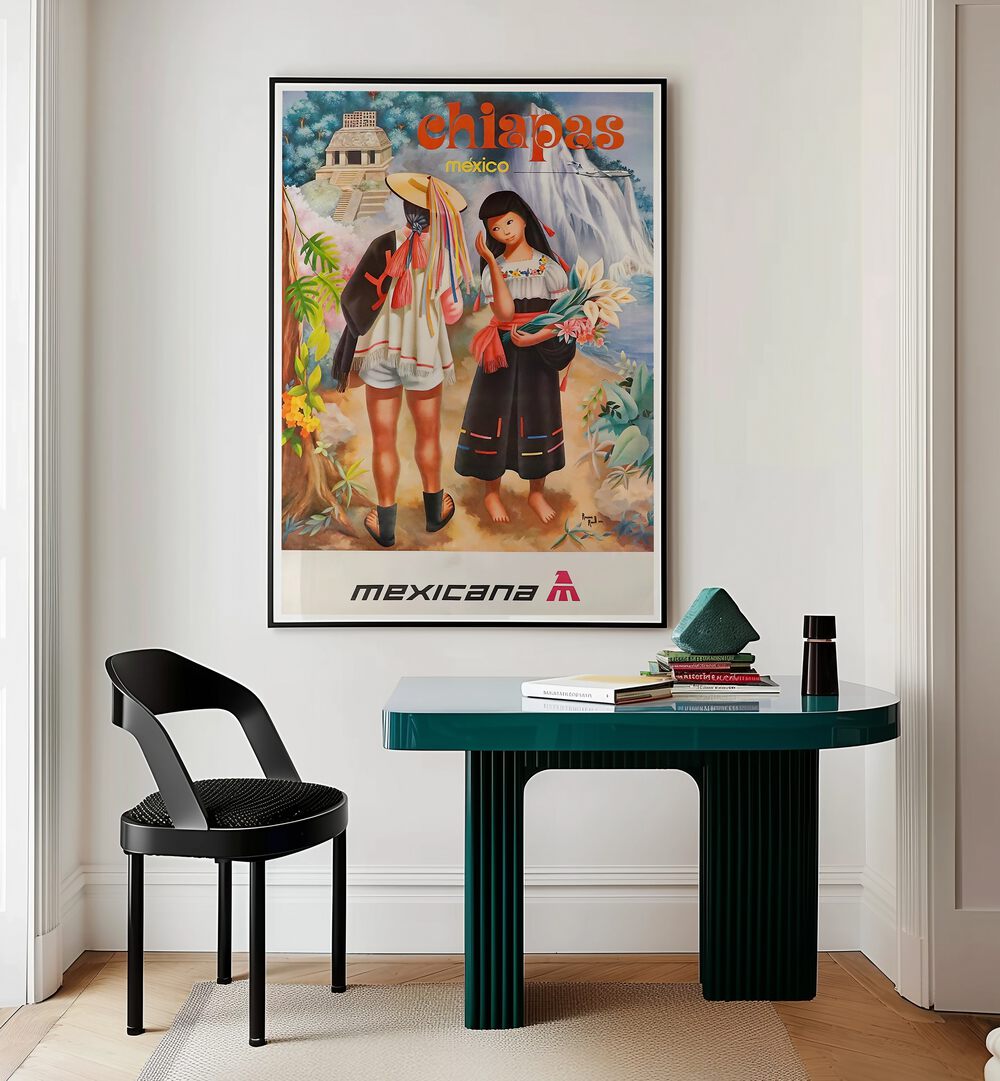 Vibrant CHIAPAS MEXICO, VINTAGE TRAVEL POSTERS showcasing cultural beauty, perfect for any decor.