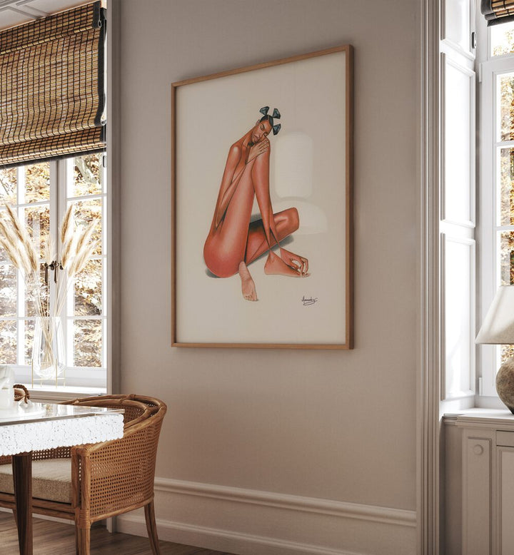 Elegant BLACKDIAMOND(PEACE) , AFRICAN ART PAINTINGS adorn a stylish room, blending tranquility with modern decor.