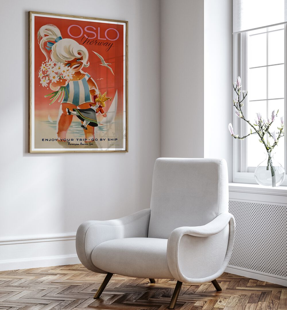 Stylish OSLO, VINTAGE TRAVEL POSTERS enhance any room with a touch of Norway's charm and wanderlust.