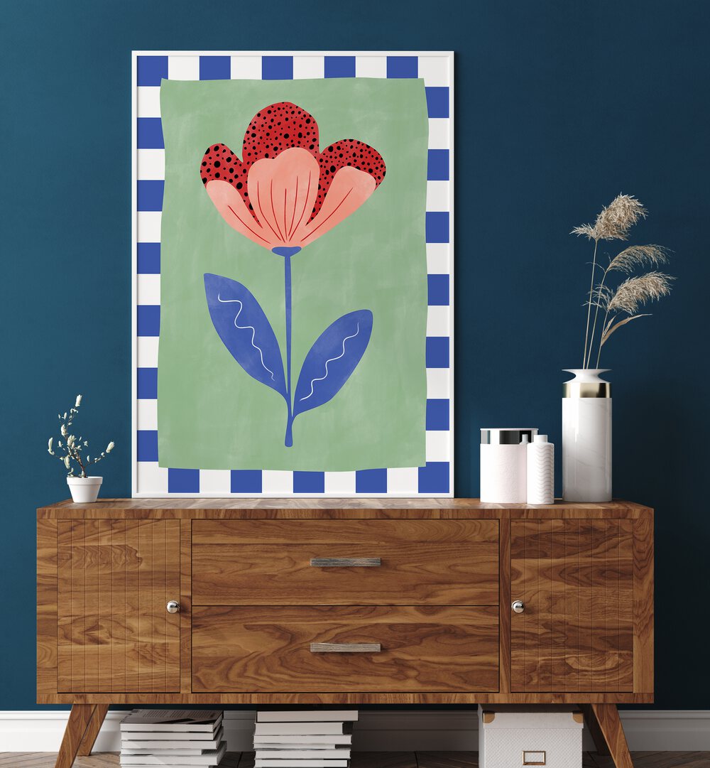 Vibrant red flower painting by Elena Ristova, perfect for enhancing decor with floral flower paintings.