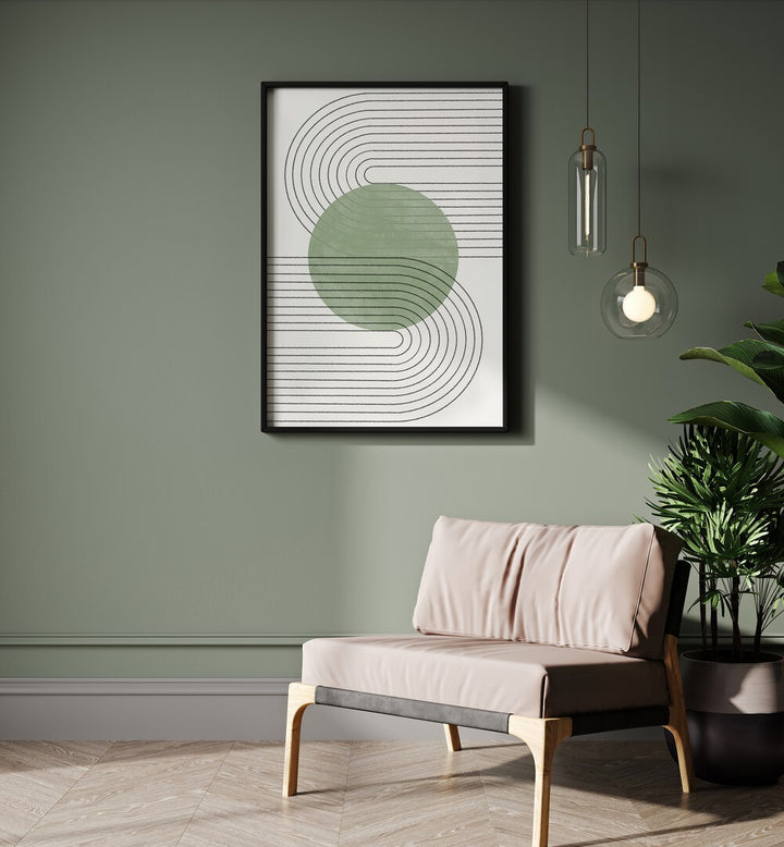 GREEN BALANCE NO.V, BOHO ART PAINTINGS, adds tranquility and elegance to your living space with its abstract design.
