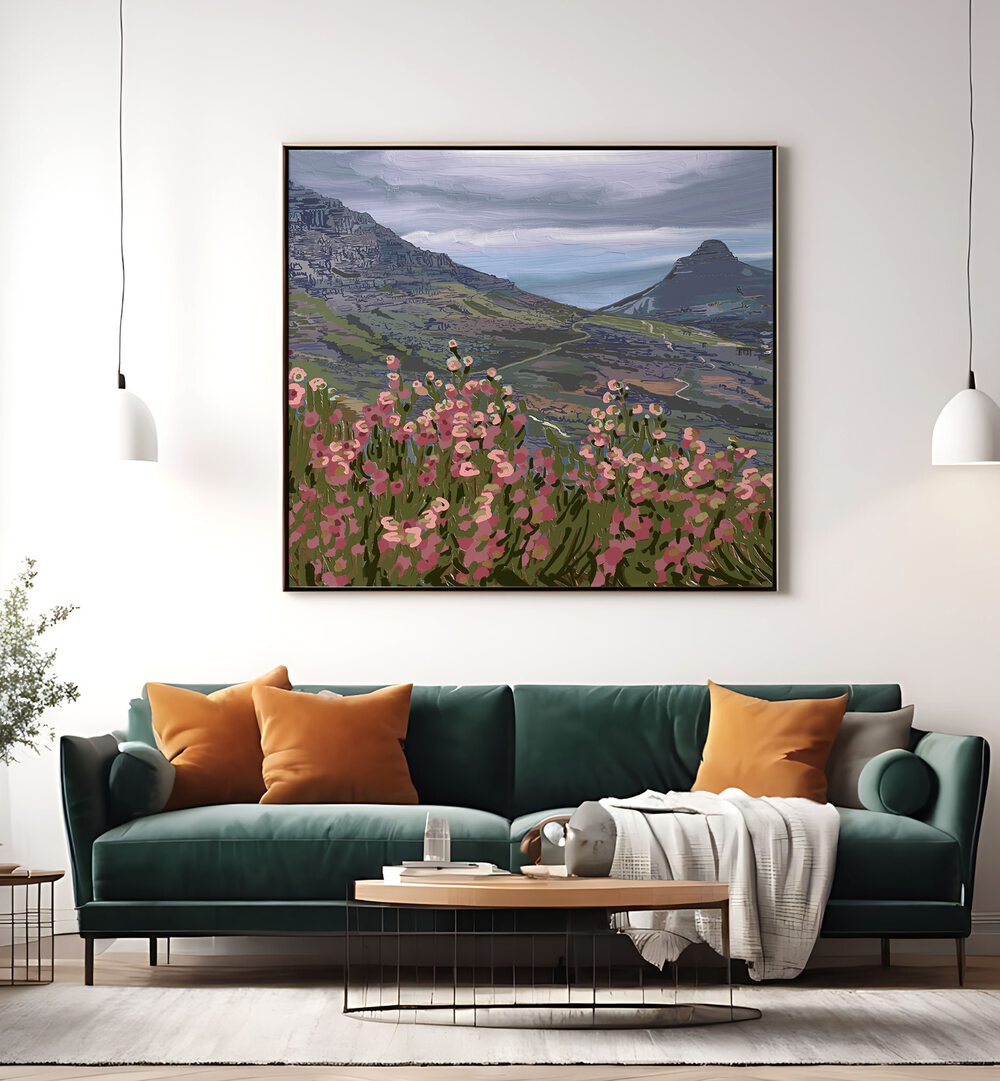 Transform your space with PETALS AND PEAKS III, LANDSCAPE PAINTINGS, showcasing vibrant flora and majestic peaks.