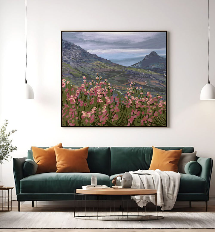 Transform your space with PETALS AND PEAKS III, LANDSCAPE PAINTINGS, showcasing vibrant flora and majestic peaks.