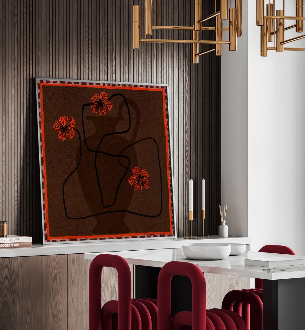 Stunning OUT OF VASE BLOOMS III, FLORAL FLOWER PAINTINGS, perfect for modern floral decor in your home.