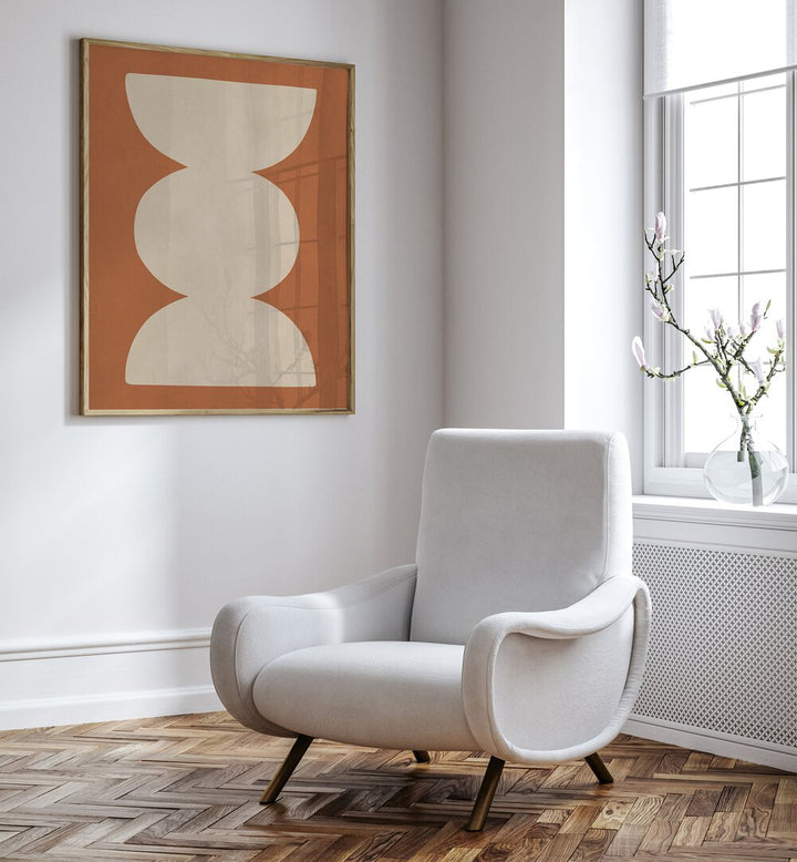Stylish TRIBAL SHAPES XV, GEOMETRIC ART PRINTS featured above a modern chair, enhancing contemporary home decor.