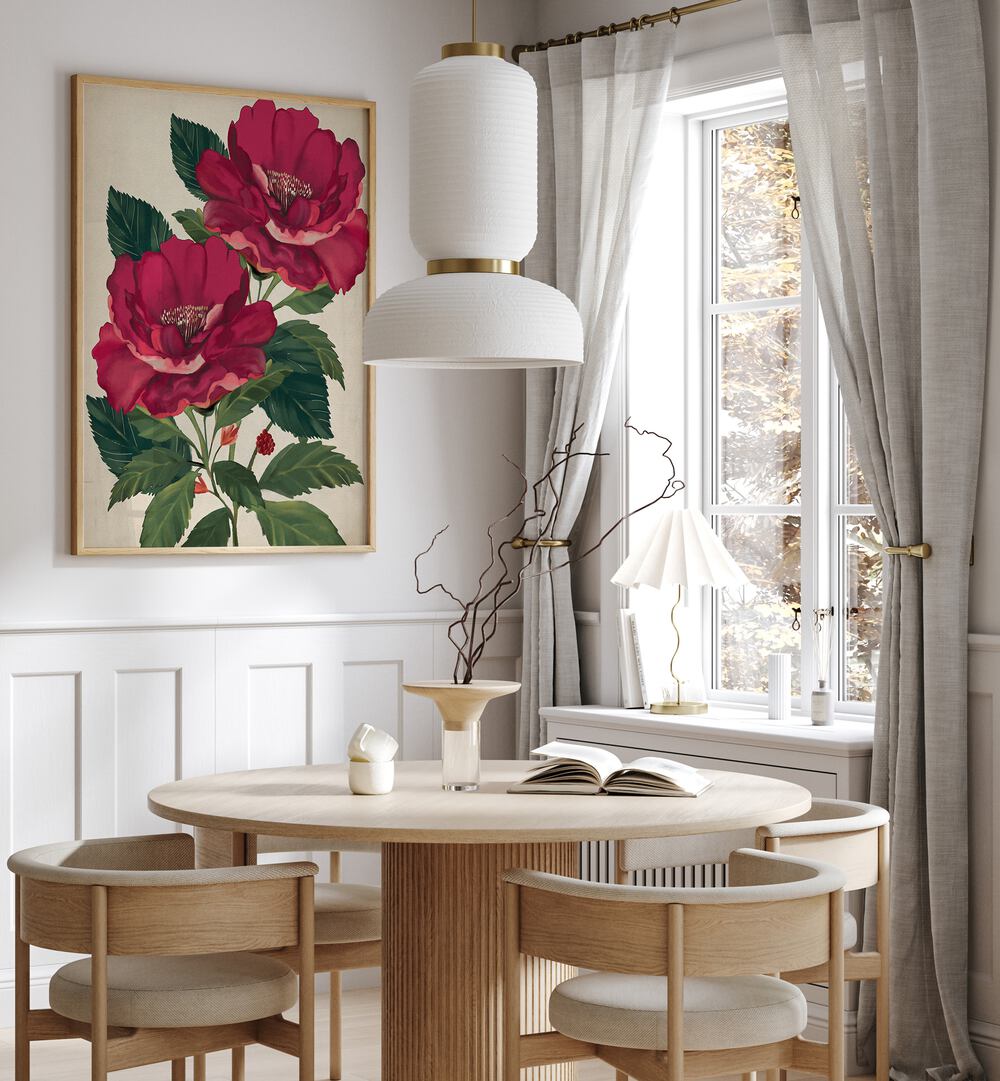 Elegant decor featuring ROSE OF PROVIDENCE, FLORAL FLOWER PAINTINGS, enhancing any space with beauty and resilience.