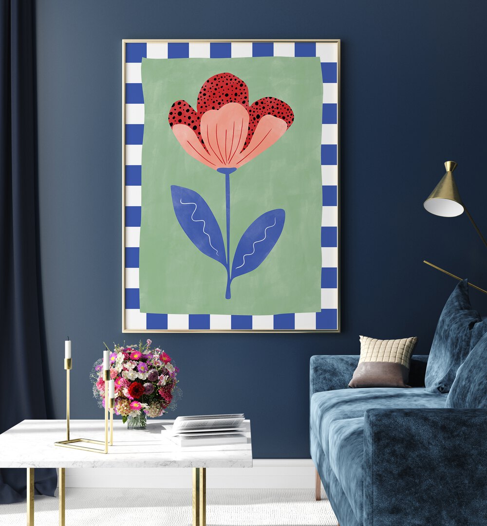 Bright red flower painting by Elena Ristova, perfect for enhancing spaces with floral elegance. RED FLOWER, FLORAL FLOWER PAINTINGS.